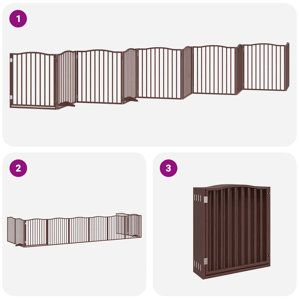 vidaXL Dog Gate with Door Foldable 10 Panels Brown 800 cm Poplar Wood