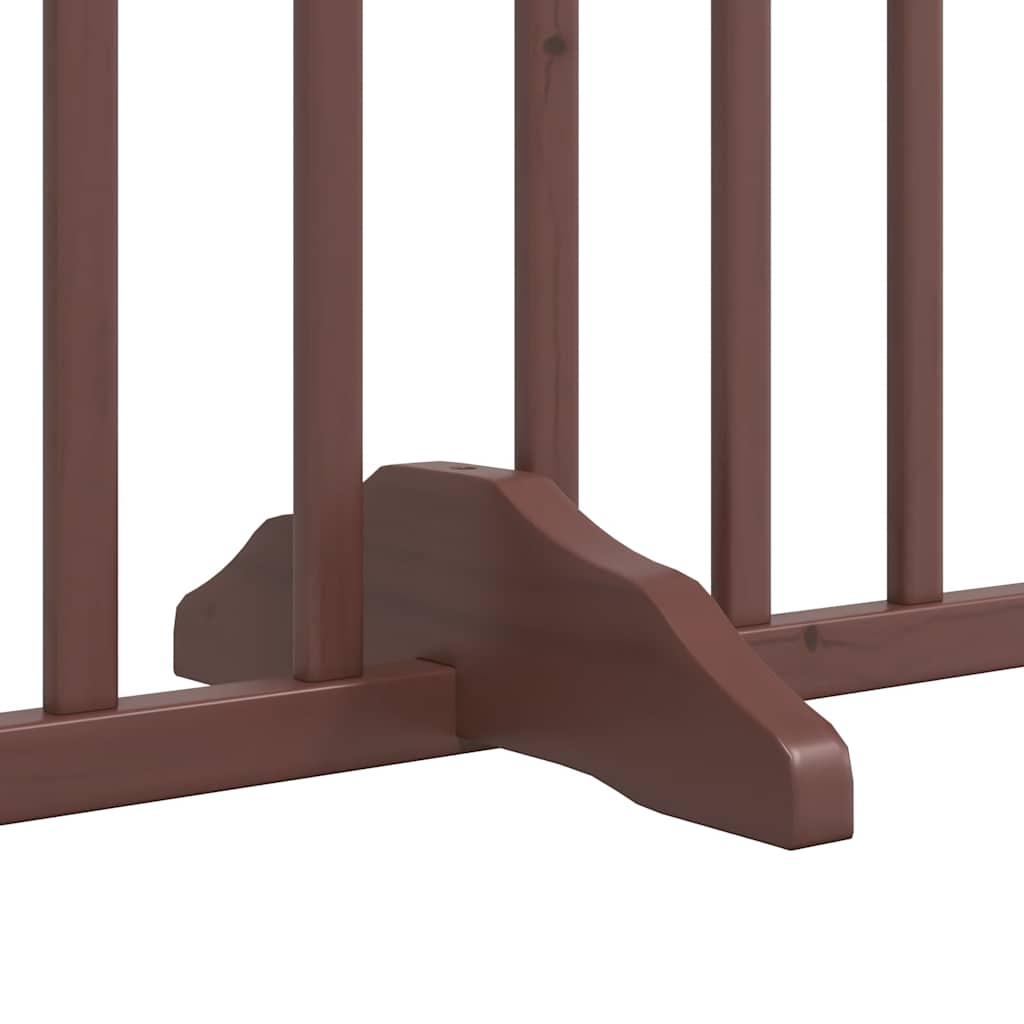 Dog Gate with Door Foldable 10 Panels Brown 800 cm Poplar Wood