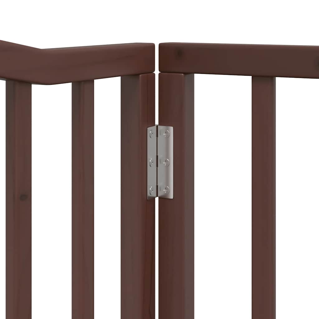 Dog Gate with Door Foldable 10 Panels Brown 800 cm Poplar Wood