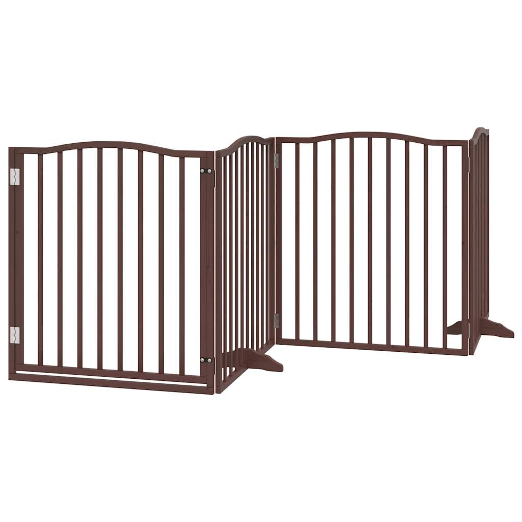 vidaXL Dog Gate with Door Foldable 12 Panels Brown 960 cm Poplar Wood