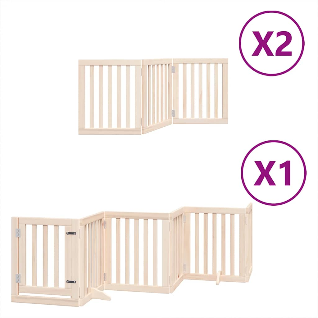 vidaXL Dog Gate with Door Foldable 12 Panels 600 cm Poplar Wood