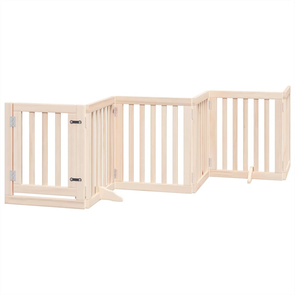 vidaXL Dog Gate with Door Foldable 12 Panels 600 cm Poplar Wood