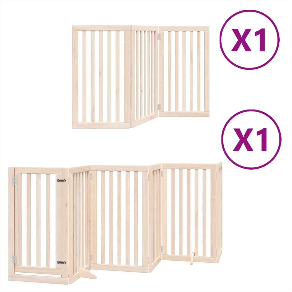 vidaXL Dog Gate with Door Foldable 9 Panels 450 cm Poplar Wood