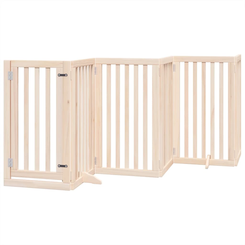 vidaXL Dog Gate with Door Foldable 9 Panels 450 cm Poplar Wood