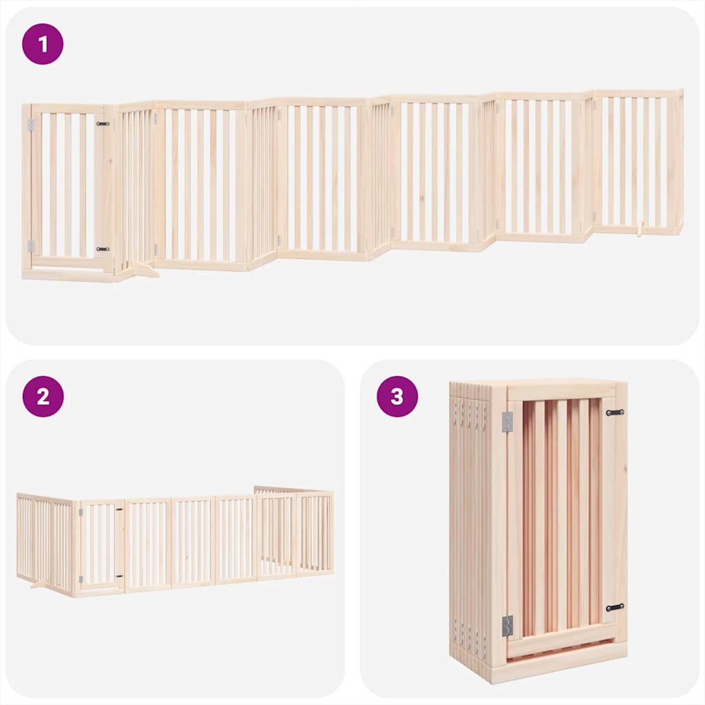 Dog Gate with Door Foldable 12 Panels 600 cm Poplar Wood