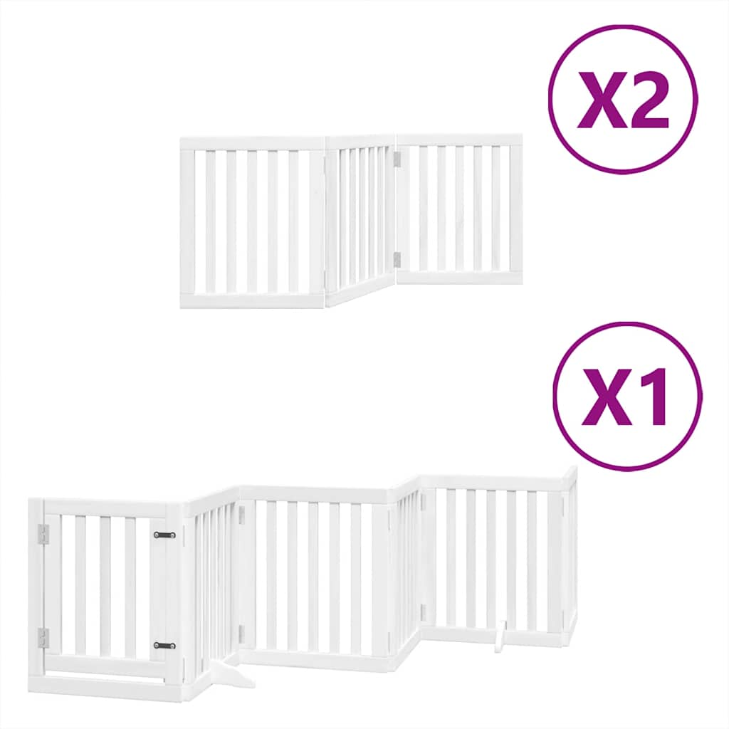 vidaXL Dog Gate with Door Foldable 12 Panels White 600 cm Poplar Wood