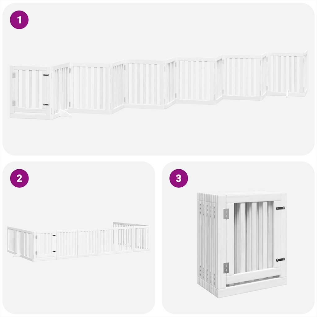 vidaXL Dog Gate with Door Foldable 12 Panels White 600 cm Poplar Wood