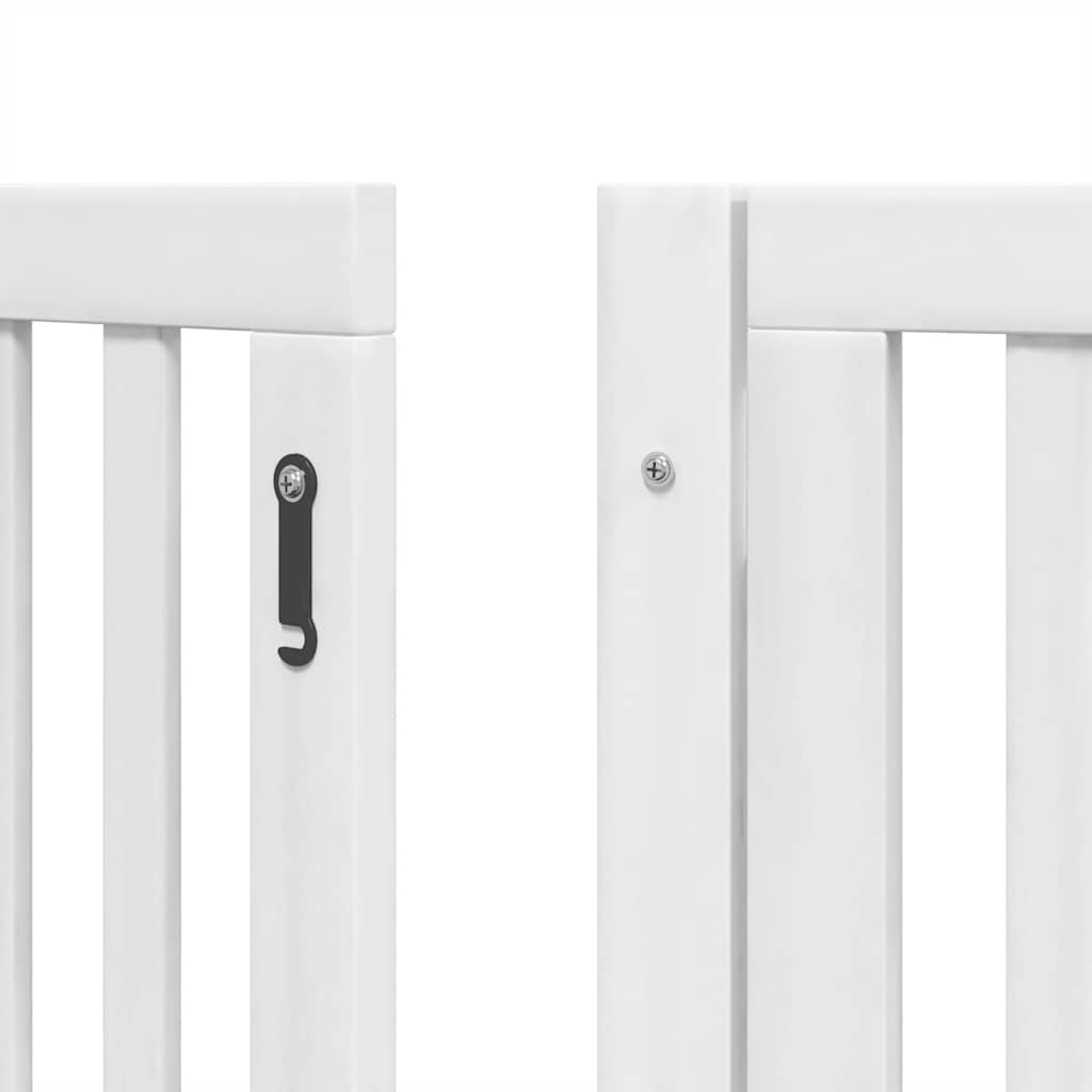 vidaXL Dog Gate with Door Foldable 12 Panels White 600 cm Poplar Wood