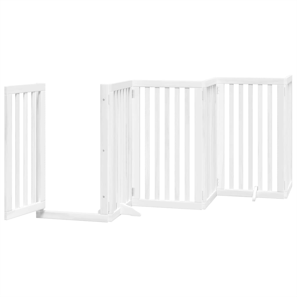 Dog Gate with Door Foldable 9 Panels White 450 cm Poplar Wood