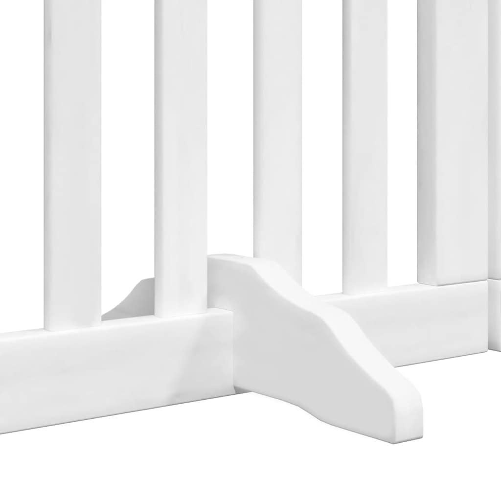 Dog Gate with Door Foldable 9 Panels White 450 cm Poplar Wood
