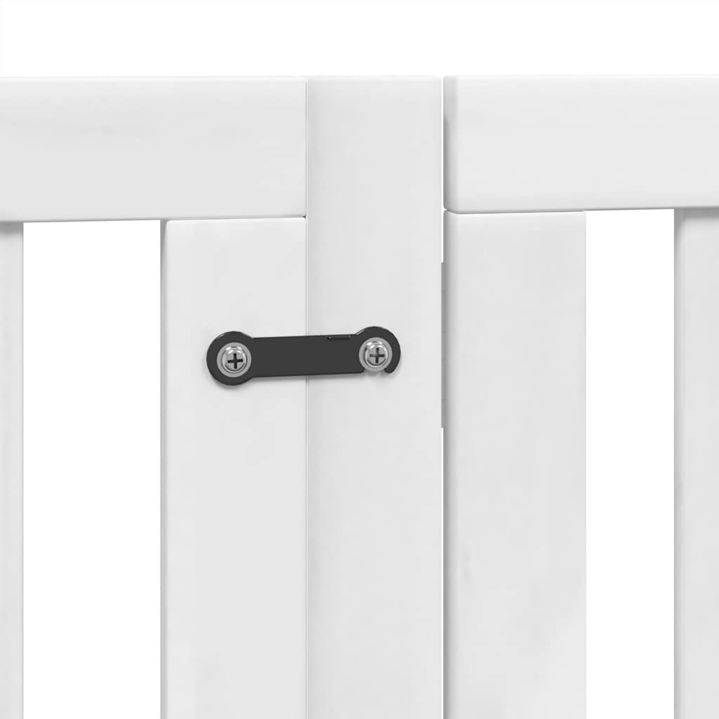 Dog Gate with Door Foldable 9 Panels White 450 cm Poplar Wood