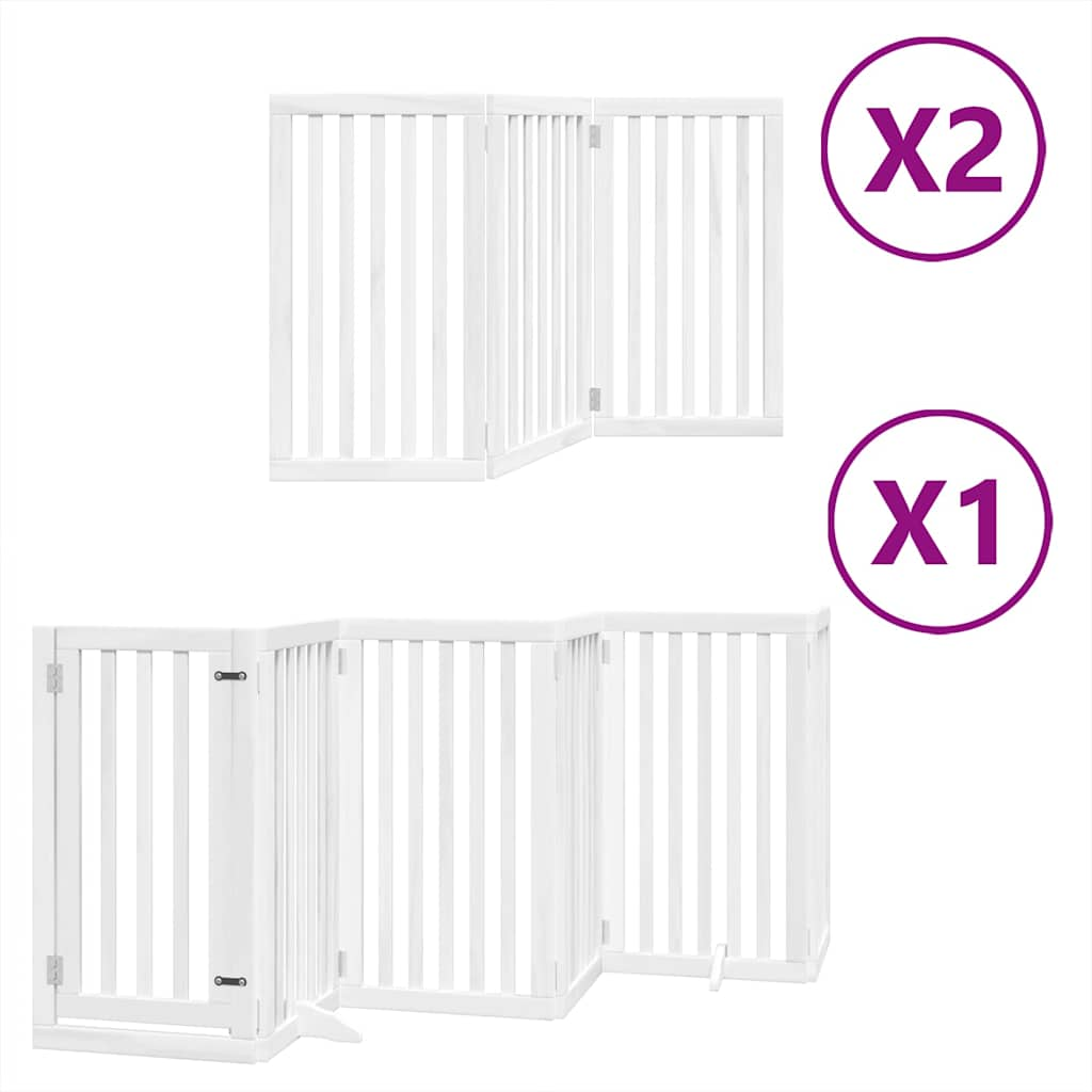 vidaXL Dog Gate with Door Foldable 12 Panels White 600 cm Poplar Wood