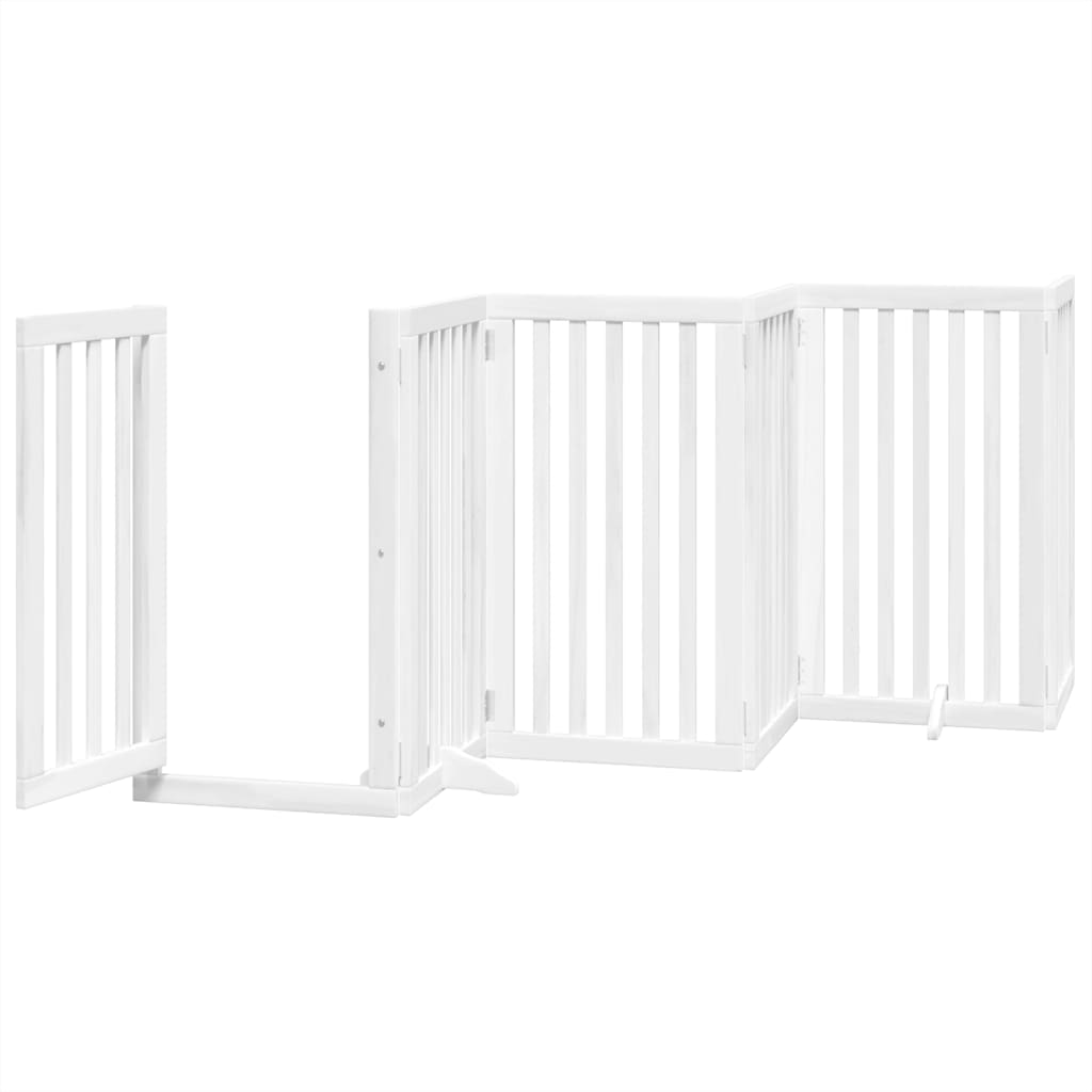 vidaXL Dog Gate with Door Foldable 12 Panels White 600 cm Poplar Wood