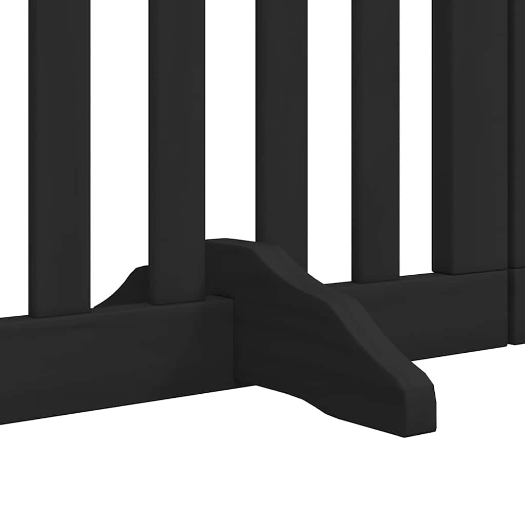 Dog Gate with Door Foldable 9 Panels Black 450 cm Poplar Wood