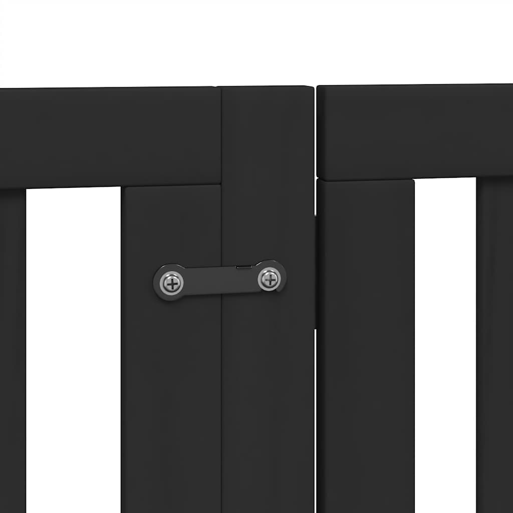 Dog Gate with Door Foldable 9 Panels Black 450 cm Poplar Wood