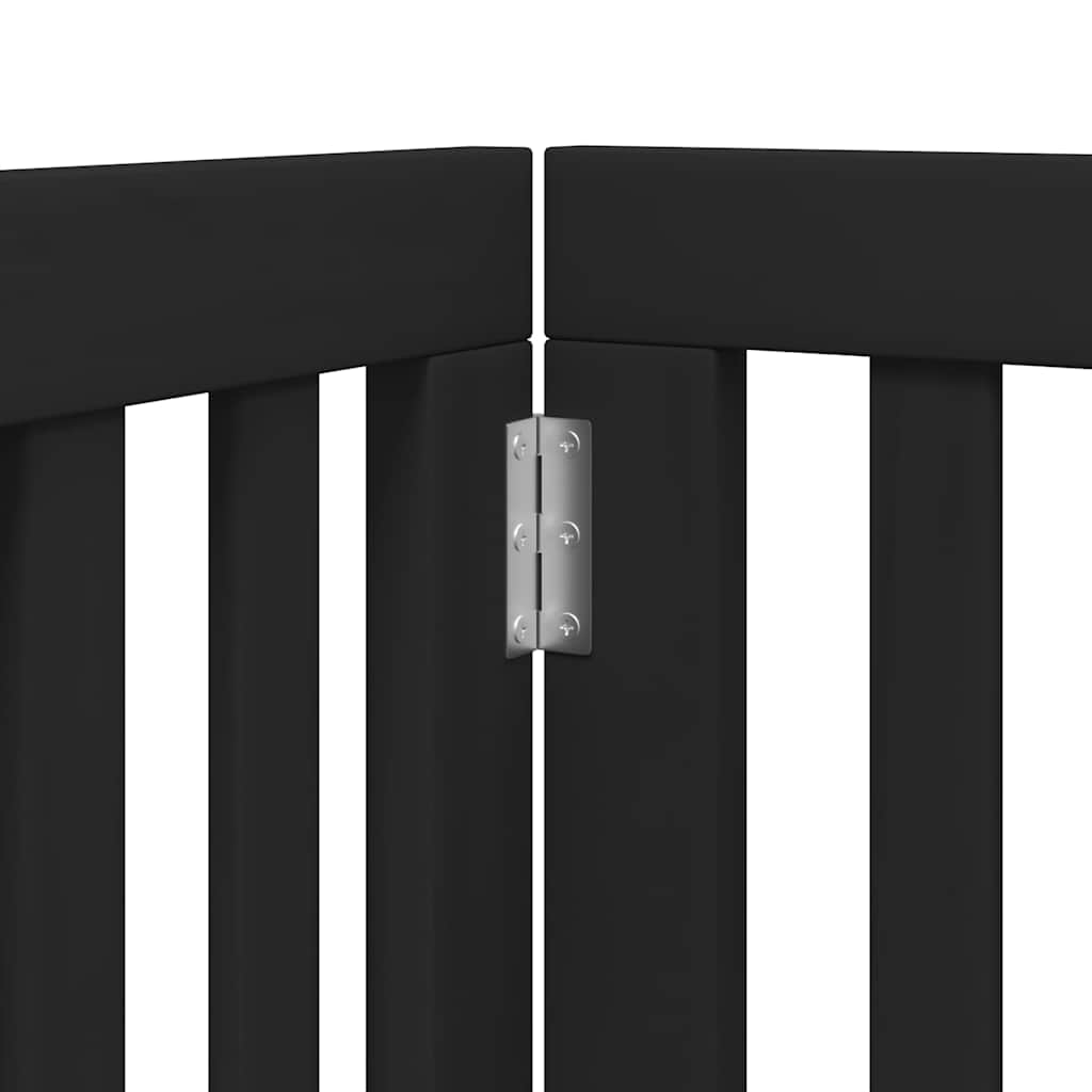 Dog Gate with Door Foldable 9 Panels Black 450 cm Poplar Wood