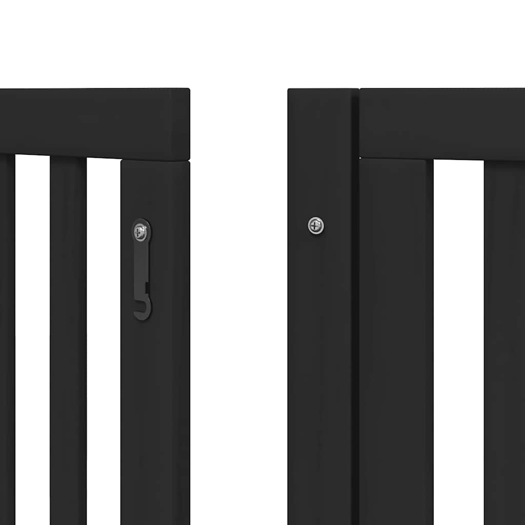 Dog Gate with Door Foldable 9 Panels Black 450 cm Poplar Wood