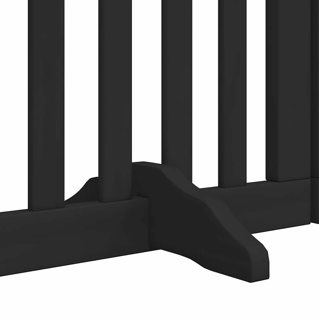 Dog Gate with Door Foldable 9 Panels Black 450 cm Poplar Wood