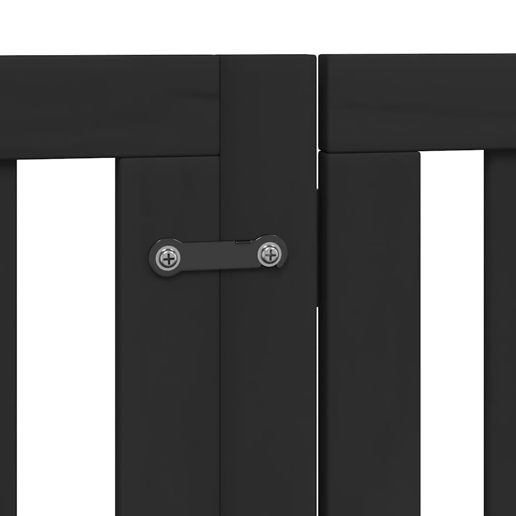 Dog Gate with Door Foldable 9 Panels Black 450 cm Poplar Wood