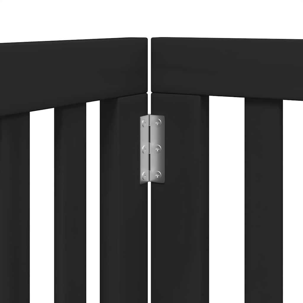 Dog Gate with Door Foldable 9 Panels Black 450 cm Poplar Wood