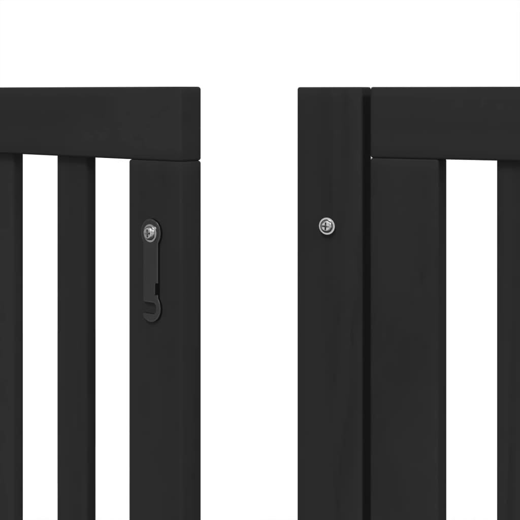 vidaXL Dog Gate with Door Foldable 12 Panels Black 600 cm Poplar Wood