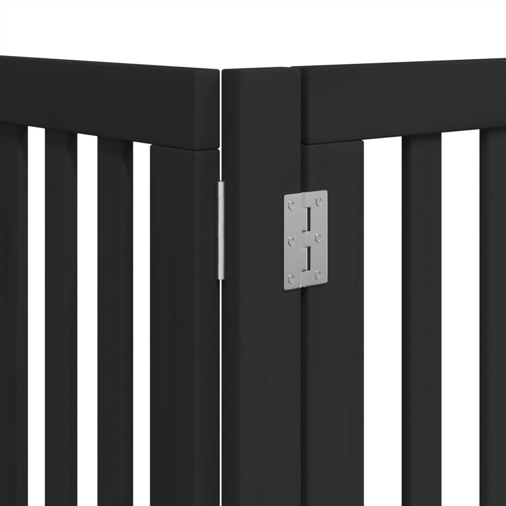 vidaXL Dog Gate with Door Foldable 12 Panels Black 600 cm Poplar Wood