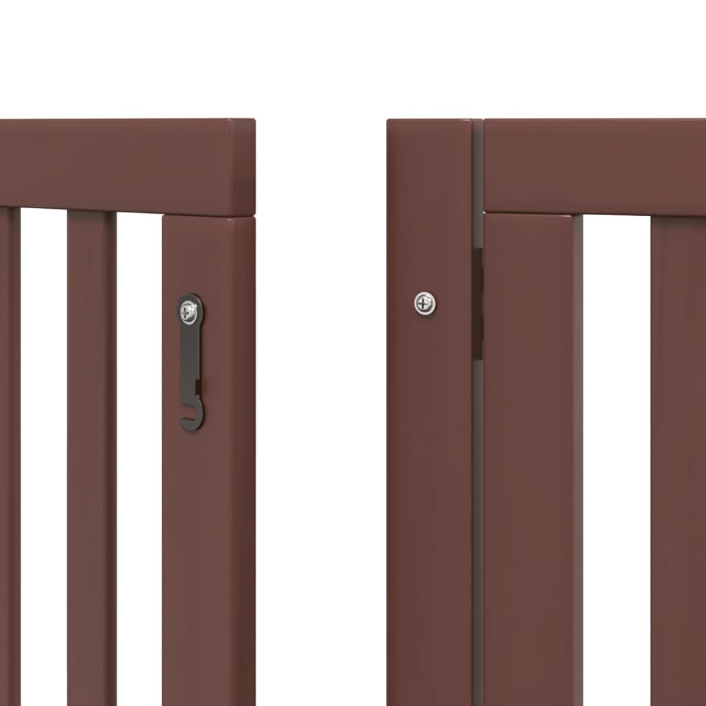 vidaXL Dog Gate with Door Foldable 9 Panels Brown 450 cm Poplar Wood