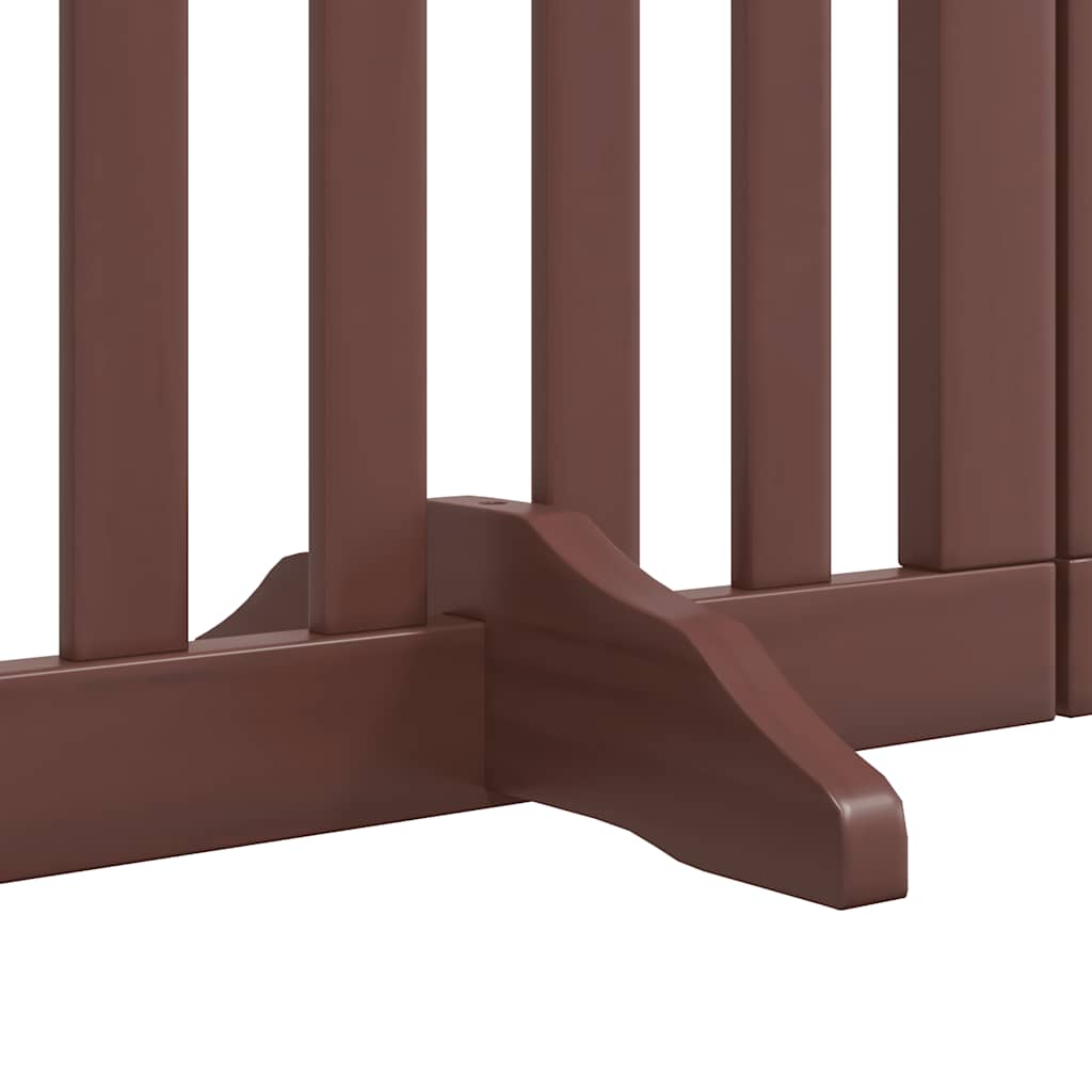 Dog Gate with Door Foldable 15 Panels Brown 750 cm Poplar Wood