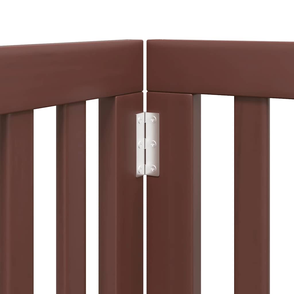 Dog Gate with Door Foldable 15 Panels Brown 750 cm Poplar Wood