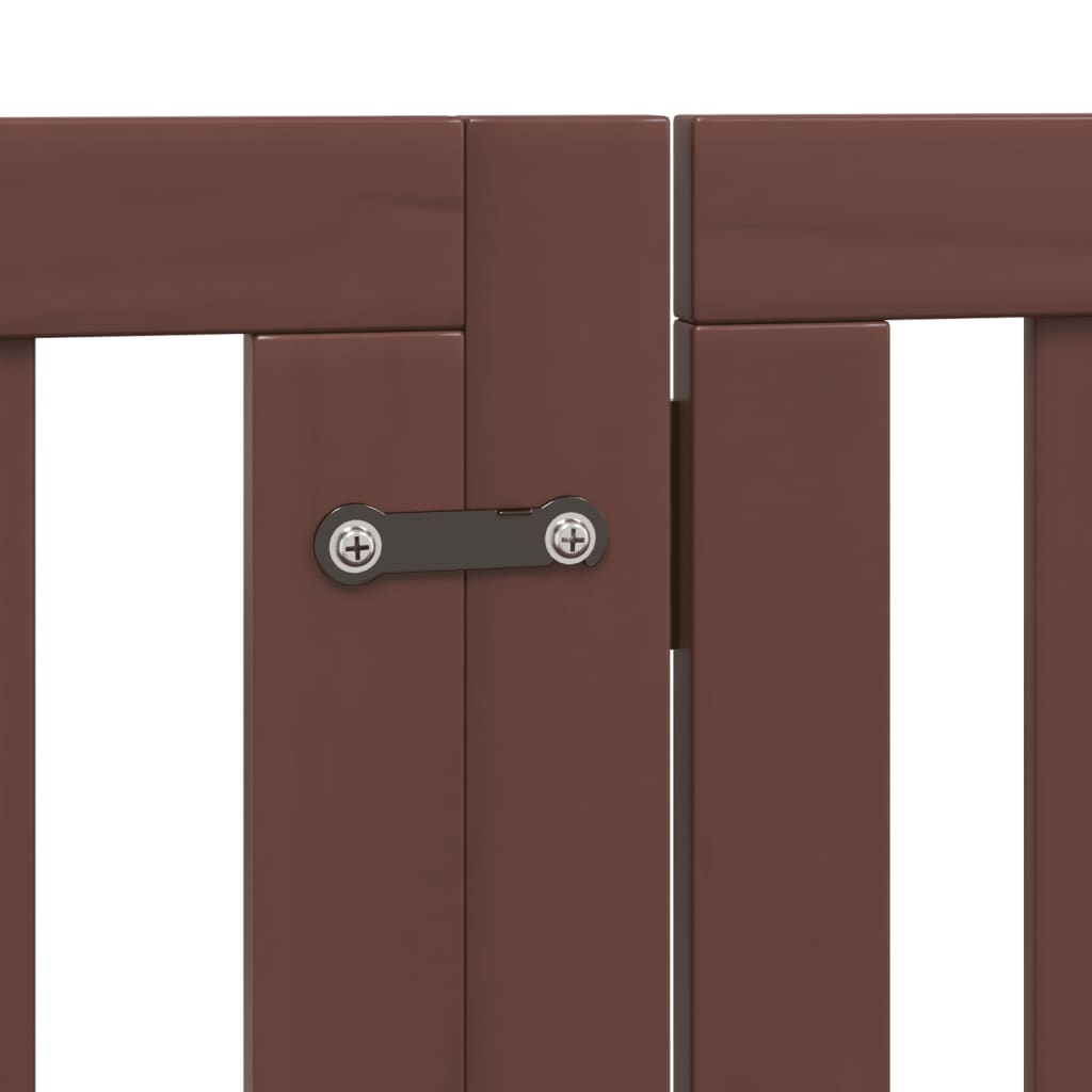 vidaXL Dog Gate with Door Foldable 9 Panels Brown 450 cm Poplar Wood