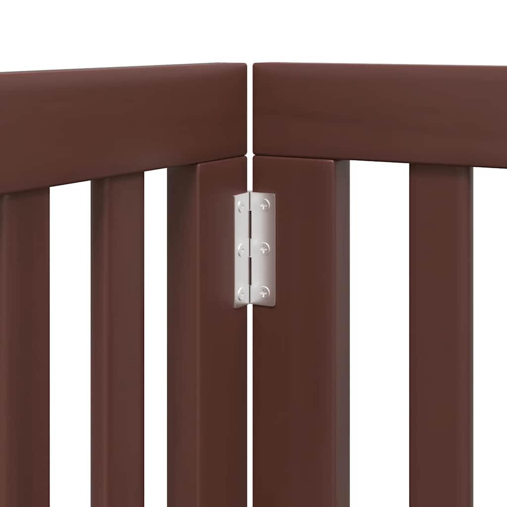 Dog Gate with Door Foldable 9 Panels Brown 450 cm Poplar Wood