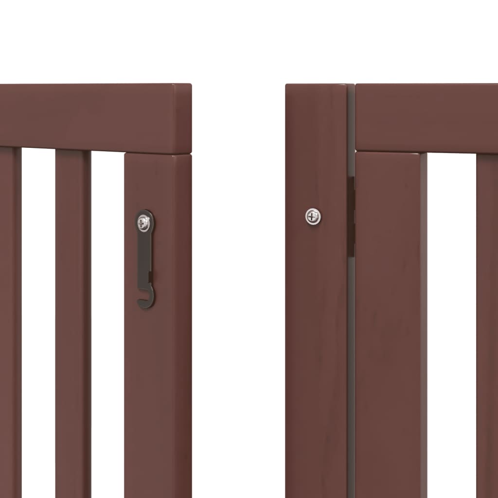 vidaXL Dog Gate with Door Foldable 9 Panels Brown 450 cm Poplar Wood