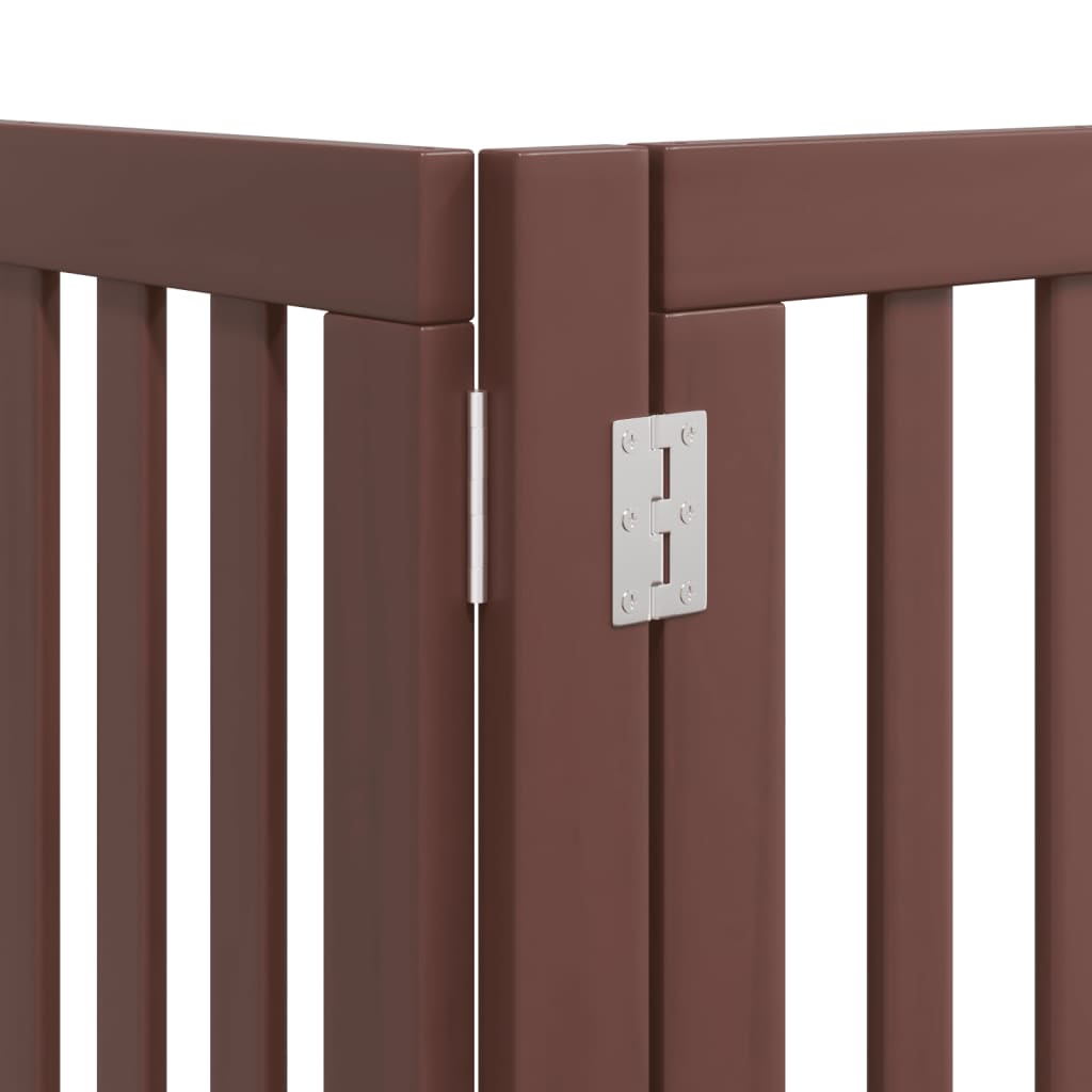 vidaXL Dog Gate with Door Foldable 9 Panels Brown 450 cm Poplar Wood