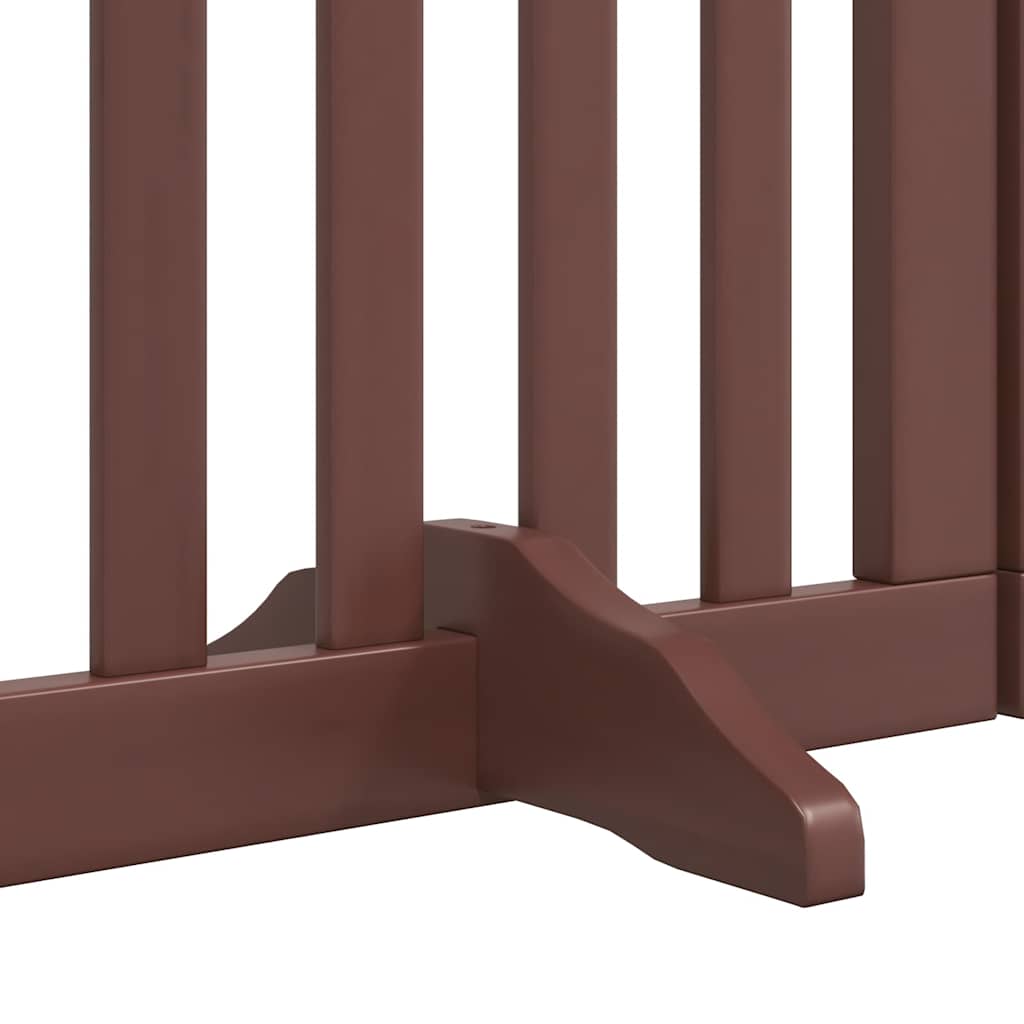 Dog Gate with Door Foldable 12 Panels Brown 600 cm Poplar Wood