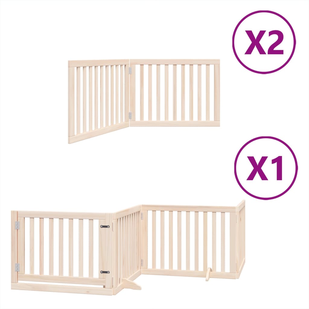 vidaXL Dog Gate with Door Foldable 8 Panels 640 cm Poplar Wood