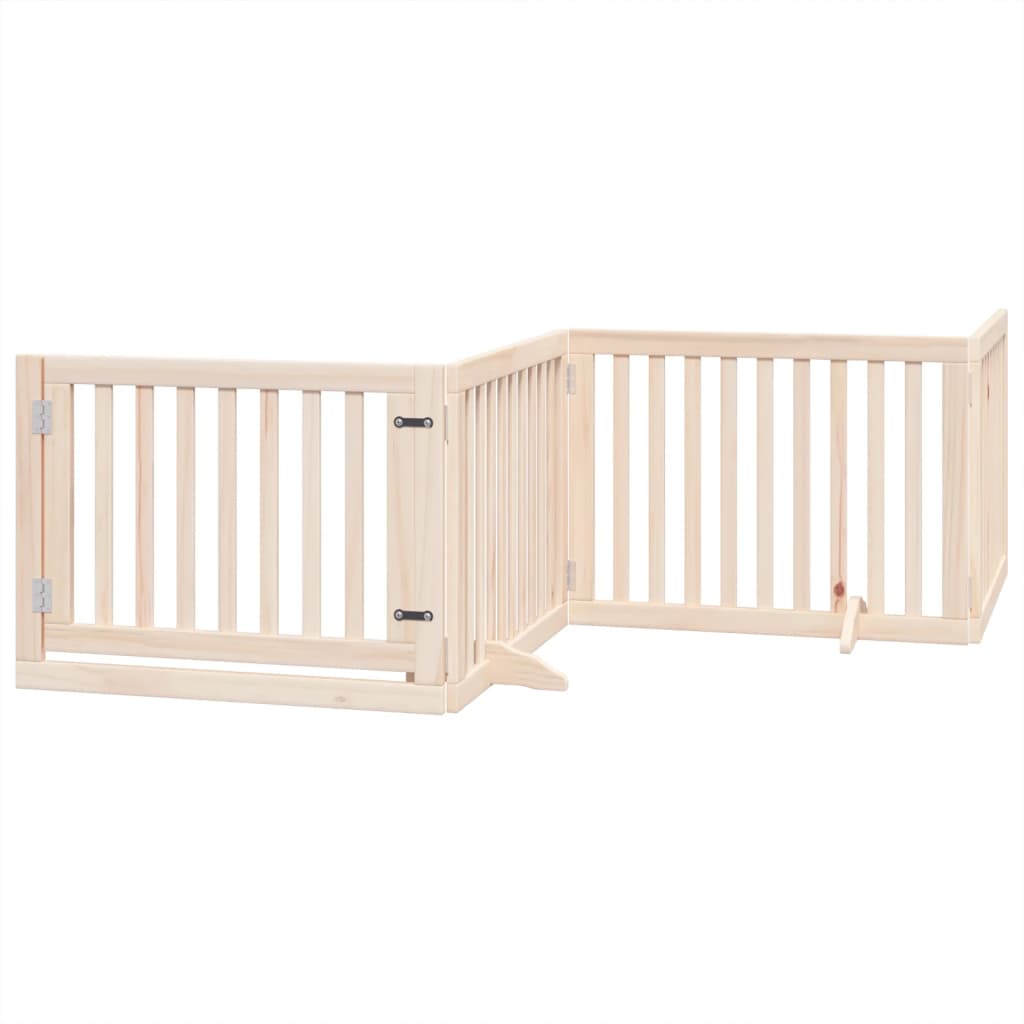 vidaXL Dog Gate with Door Foldable 8 Panels 640 cm Poplar Wood