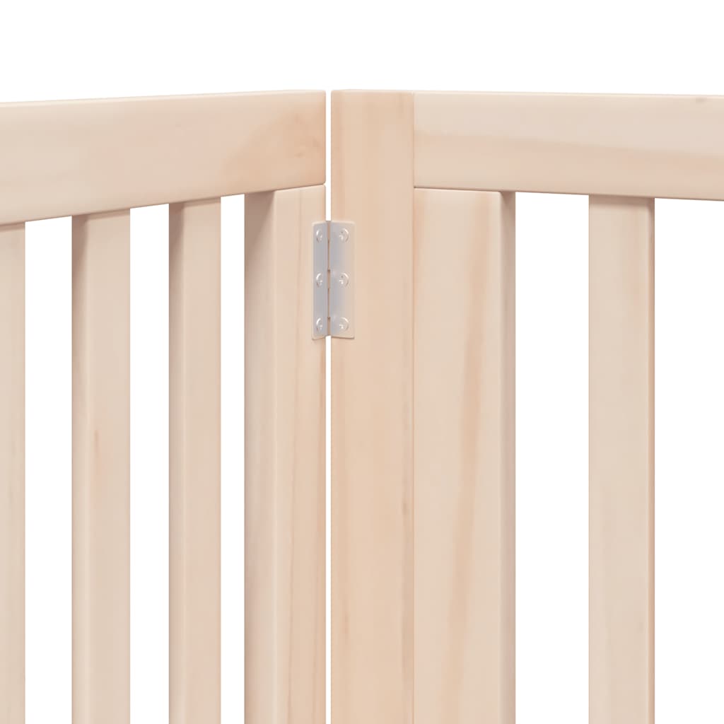 Dog Gate with Door Foldable 8 Panels 640 cm Poplar Wood