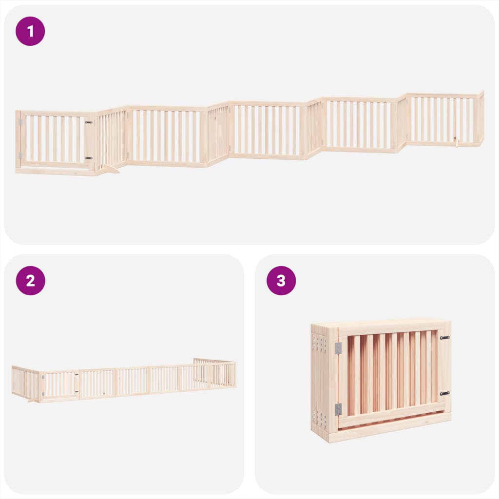 vidaXL Dog Gate with Door Foldable 10 Panels 800 cm Poplar Wood