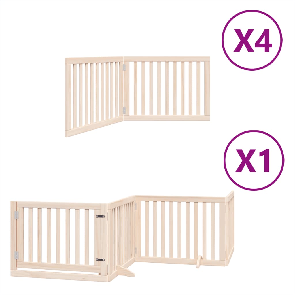 vidaXL Dog Gate with Door Foldable 12 Panels 960 cm Poplar Wood