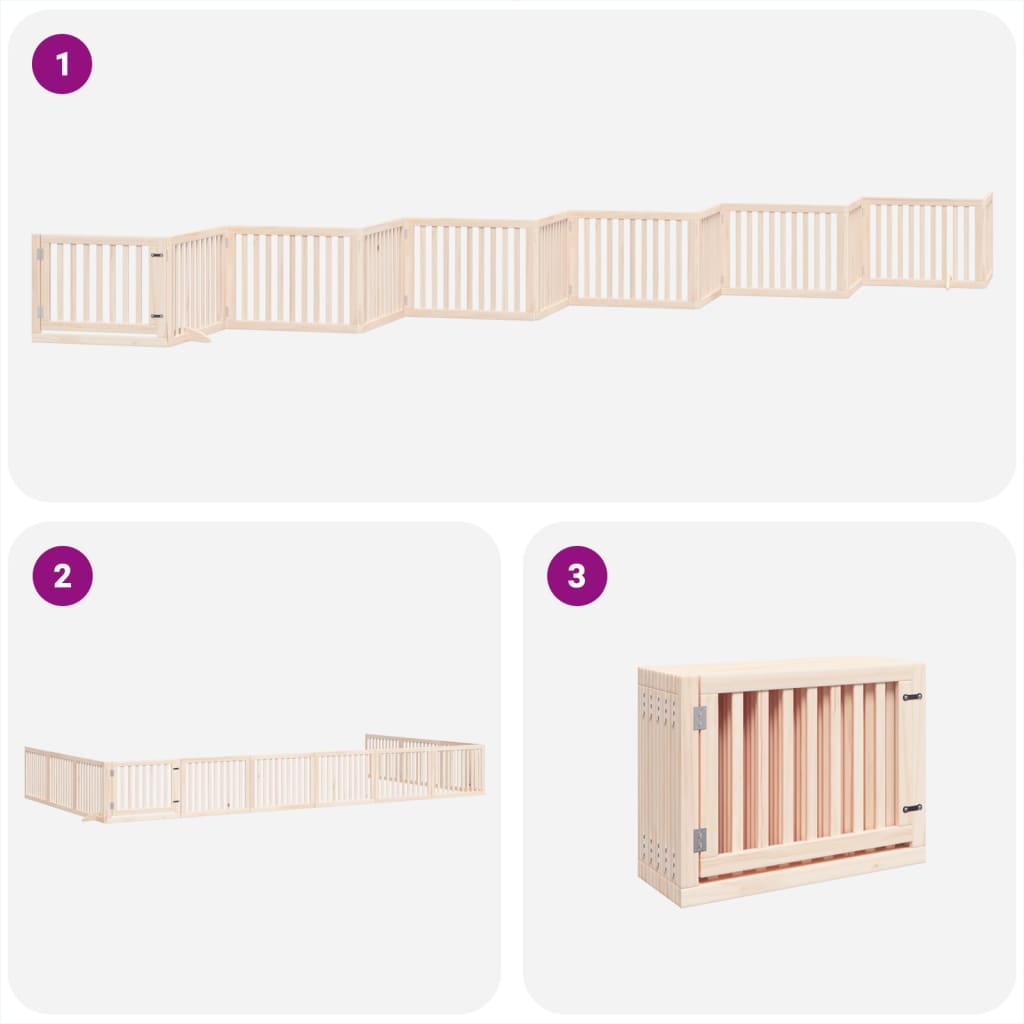 vidaXL Dog Gate with Door Foldable 12 Panels 960 cm Poplar Wood