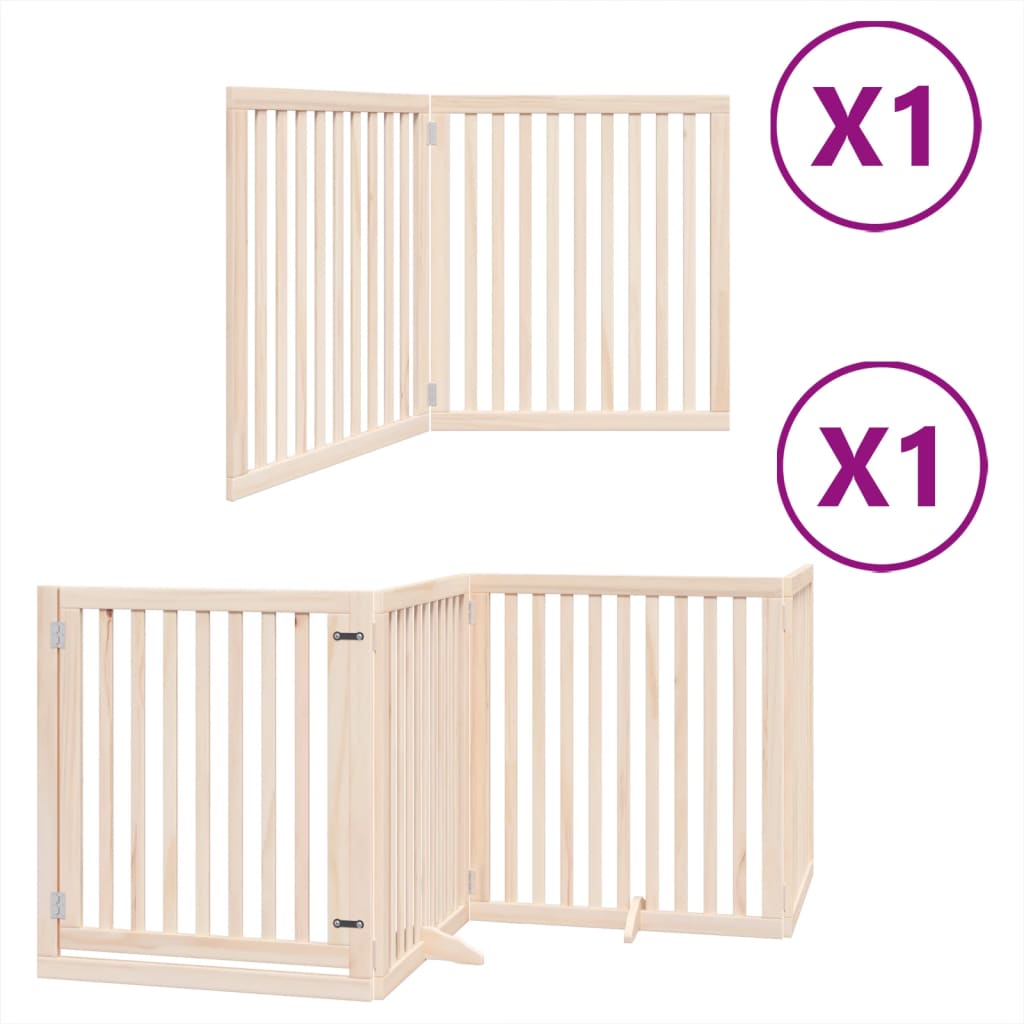 vidaXL Dog Gate with Door Foldable 6 Panels 480 cm Poplar Wood