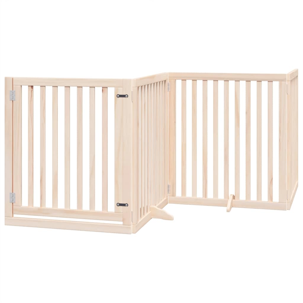 Dog Gate with Door Foldable 6 Panels 480 cm Poplar Wood
