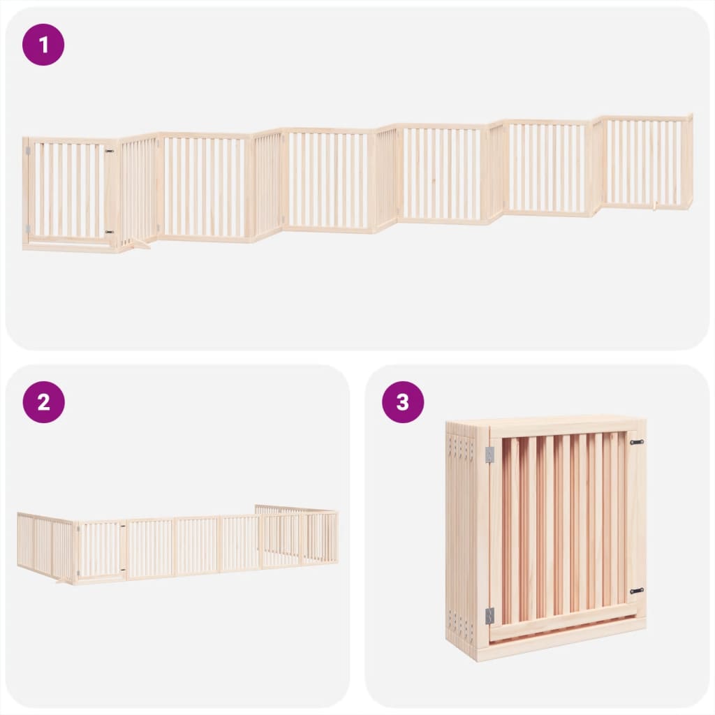 vidaXL Dog Gate with Door Foldable 12 Panels 960 cm Poplar Wood