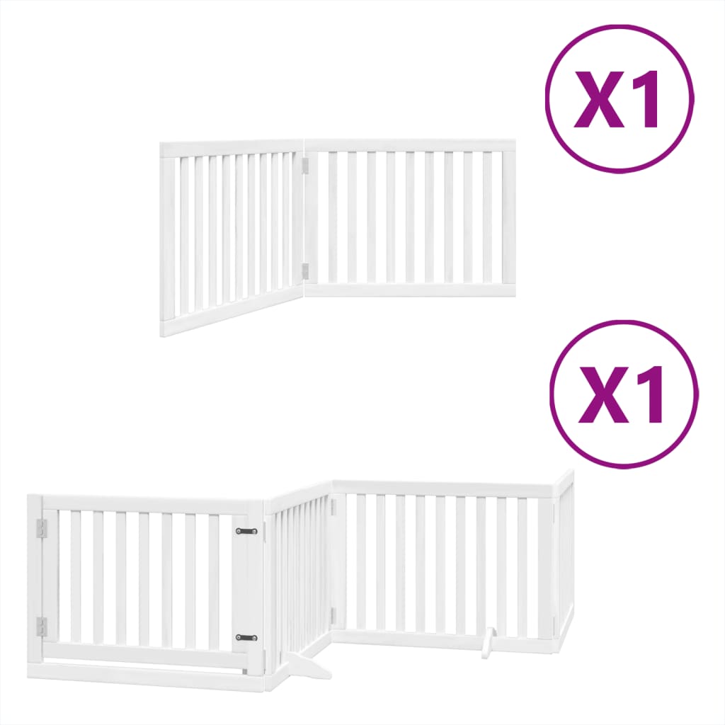 vidaXL Dog Gate with Door Foldable 6 Panels White 480 cm Poplar Wood