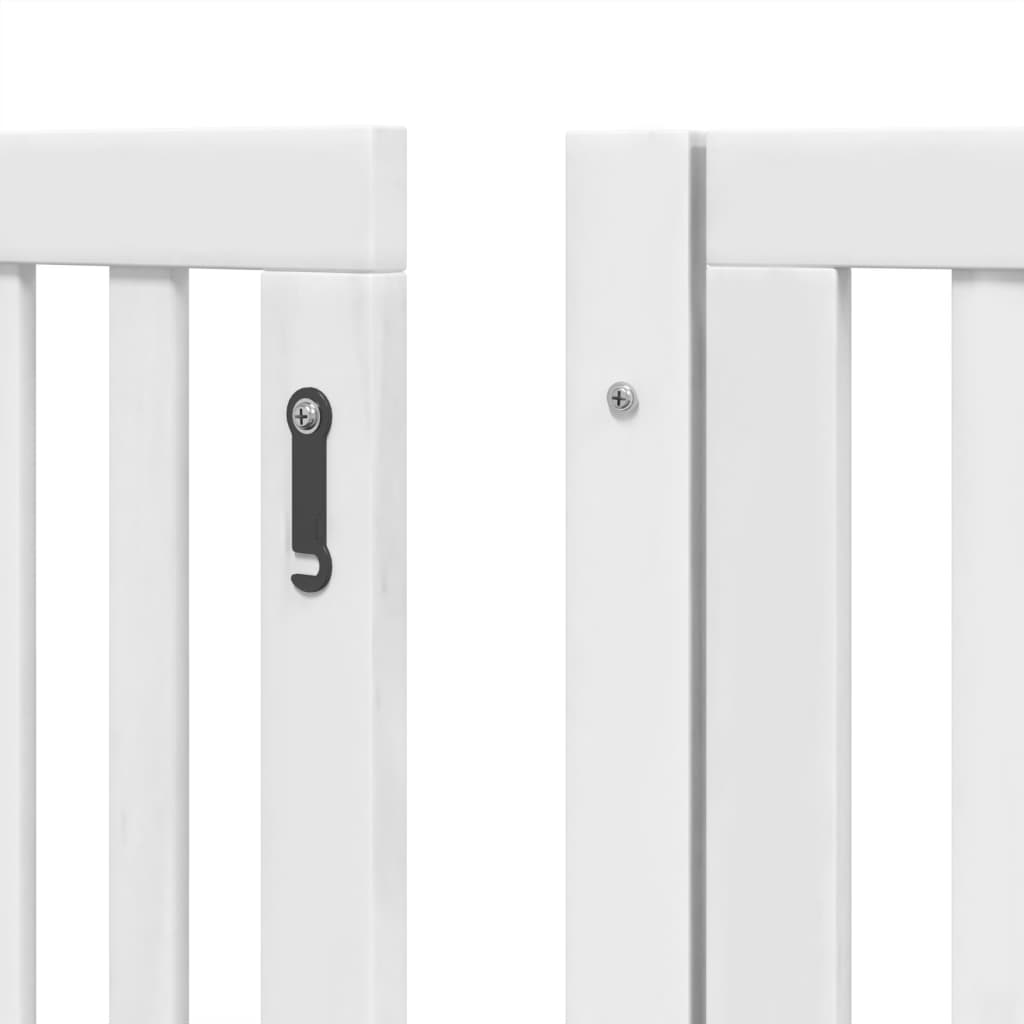 vidaXL Dog Gate with Door Foldable 6 Panels White 480 cm Poplar Wood