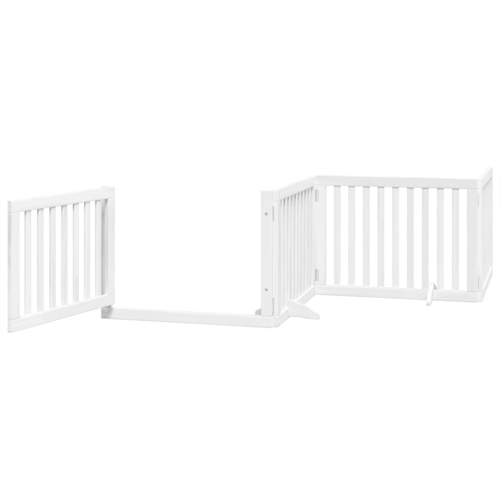 vidaXL Dog Gate with Door Foldable 8 Panels White 640 cm Poplar Wood