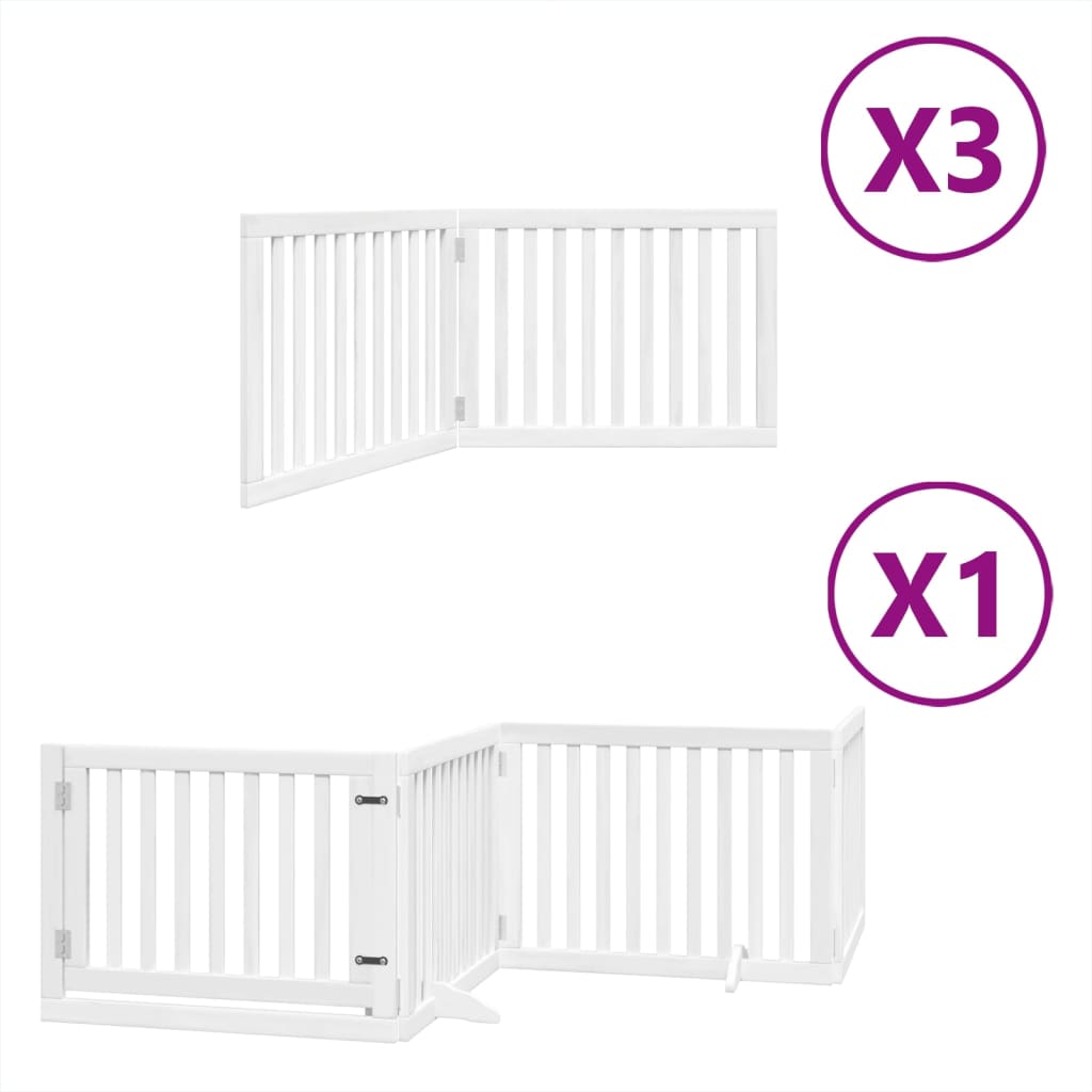 vidaXL Dog Gate with Door Foldable 10 Panels White 800 cm Poplar Wood