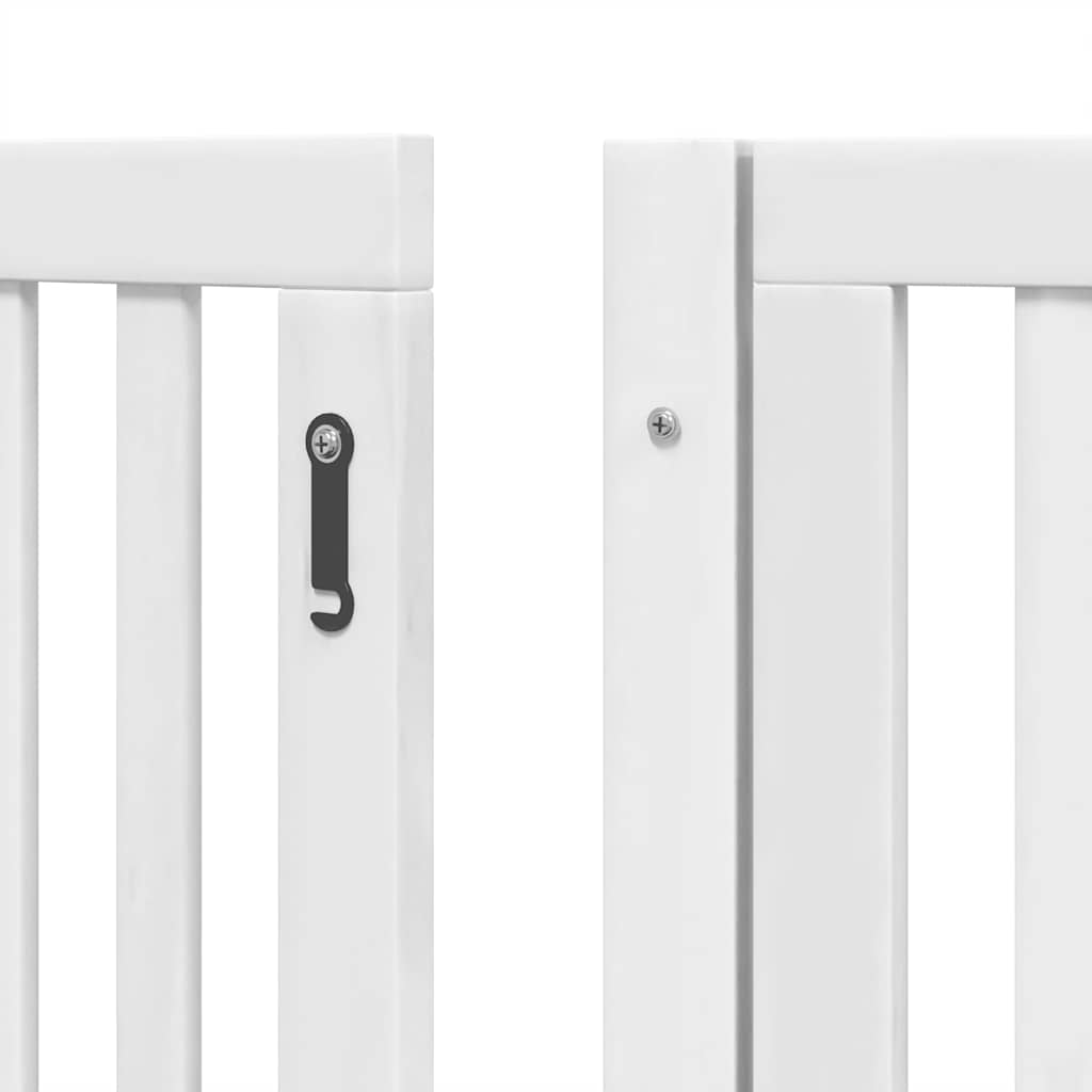 Dog Gate with Door Foldable 10 Panels White 800 cm Poplar Wood