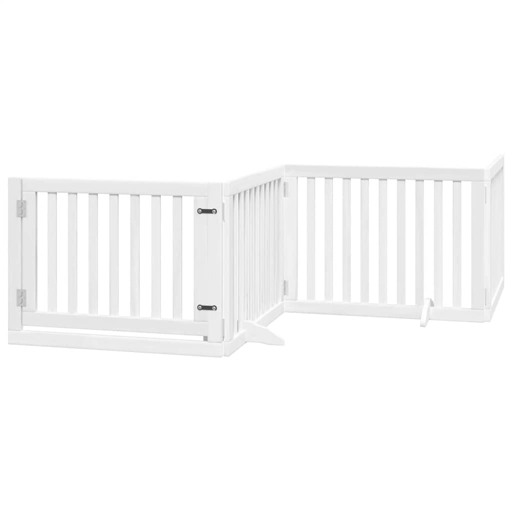 Dog Gate with Door Foldable 12 Panels White 960 cm Poplar Wood