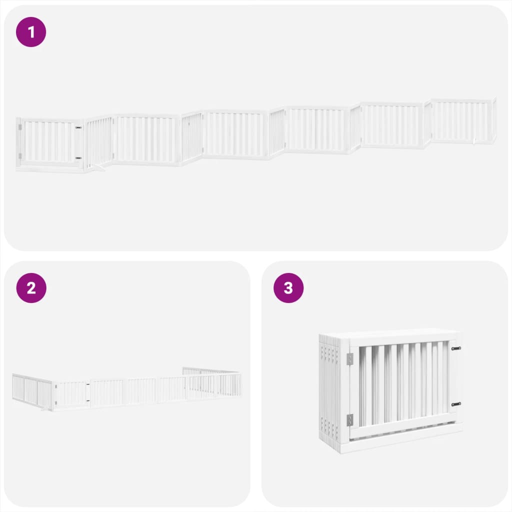 vidaXL Dog Gate with Door Foldable 12 Panels White 960 cm Poplar Wood